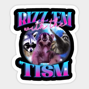 Autism Funny Rizz Em With The Tism Meme Autistic Opossum (2) Sticker